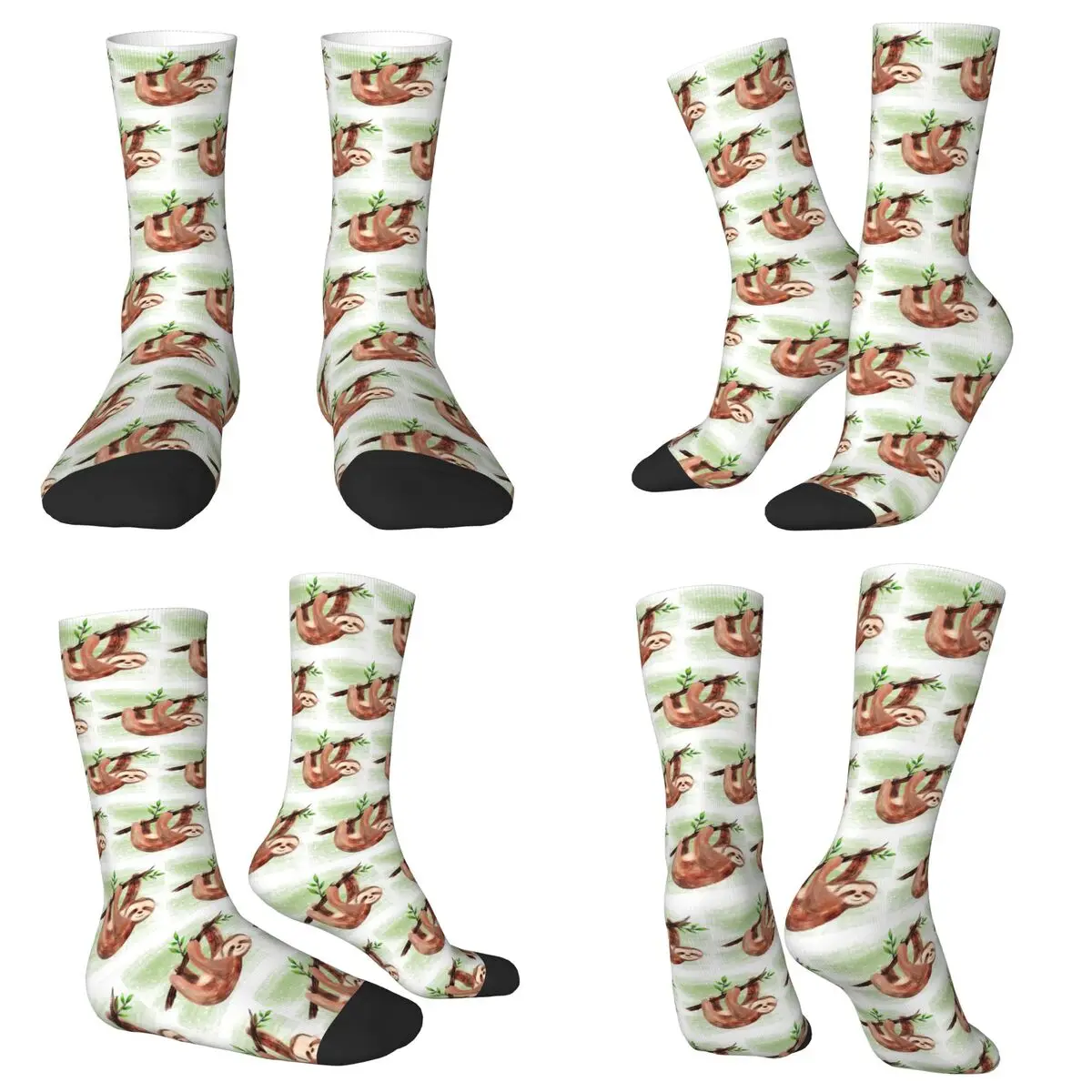 All Seasons Crew Stockings Adorable Sloth Cartoon Pattern Socks Funny Long Socks for Men Women Valentine's Day Gifts