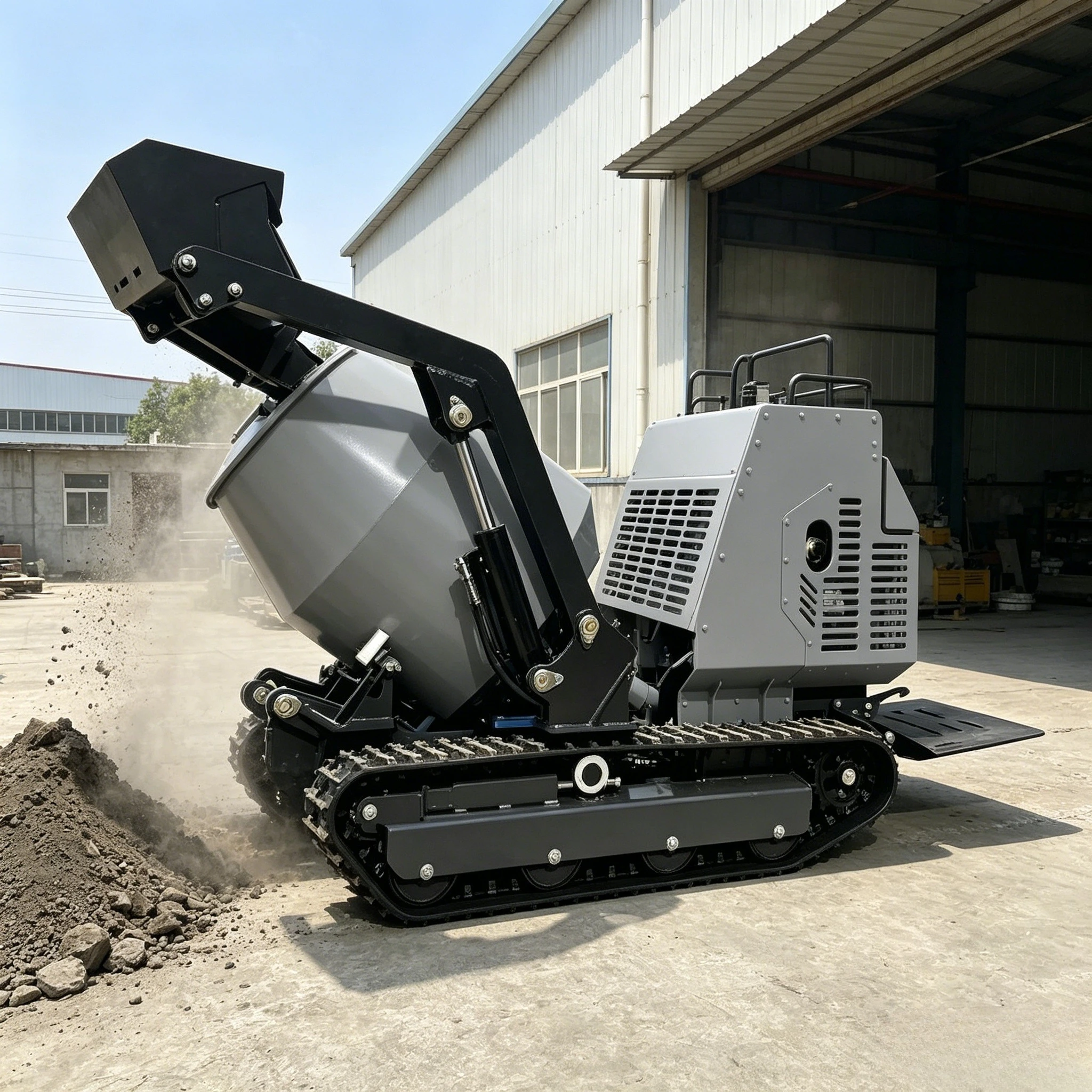 Custom Mini Self-Loading Cement Mixer Portable Track Mobile Concrete Mixer with Pump Cubic Mini Dumper Portable Concrete Pump
