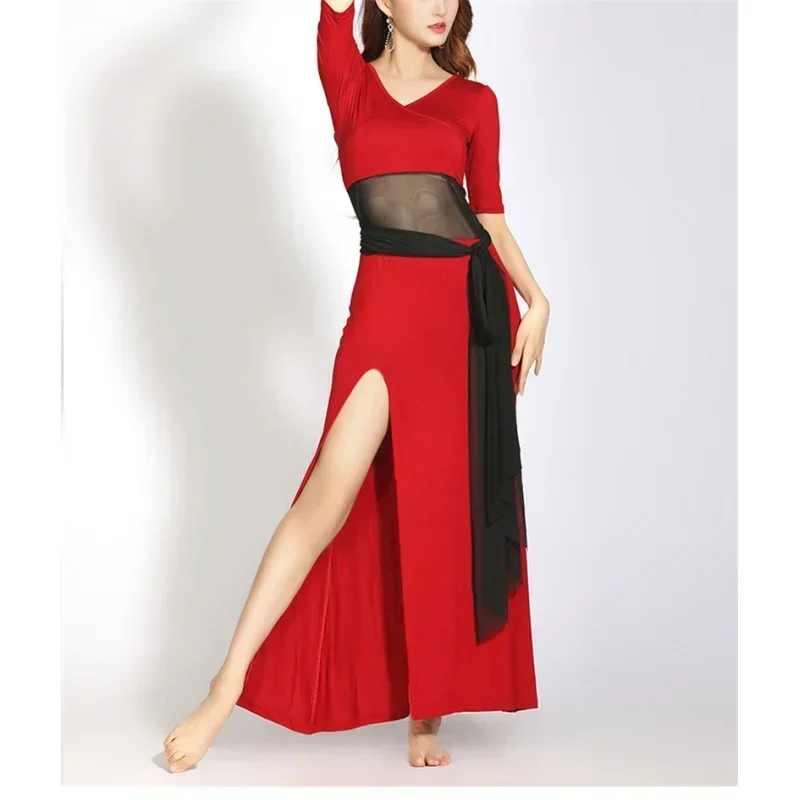 Women Oriental Belly Dance Dress Dancing Lesson Wear Elegant Adult Bellydance Practice Dancewear Spilt Skirt Outfit Clothings
