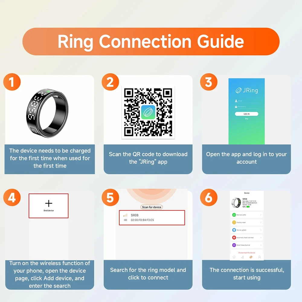 2026 New Sr08 Smart Ring LED Display Screen and Touch, Men Women, Heart Rate Health Monitoring, 5ATM Waterproof Sports Smartring