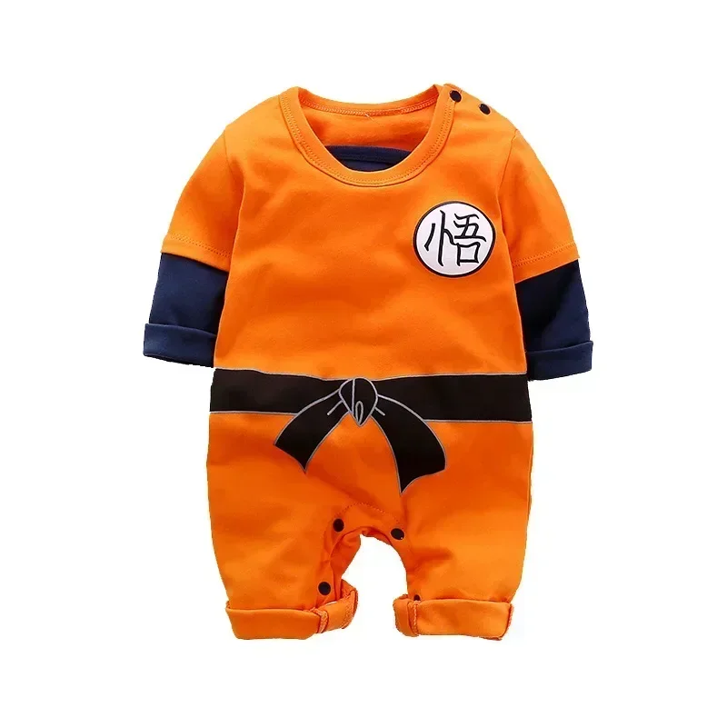 Anime Dragon Ball Goku Baby Romper Newborn Baby Kawaii Cute Cartoon Cosplay Costume Jumpsuit Cotton Long Sleeved Clothes Gift