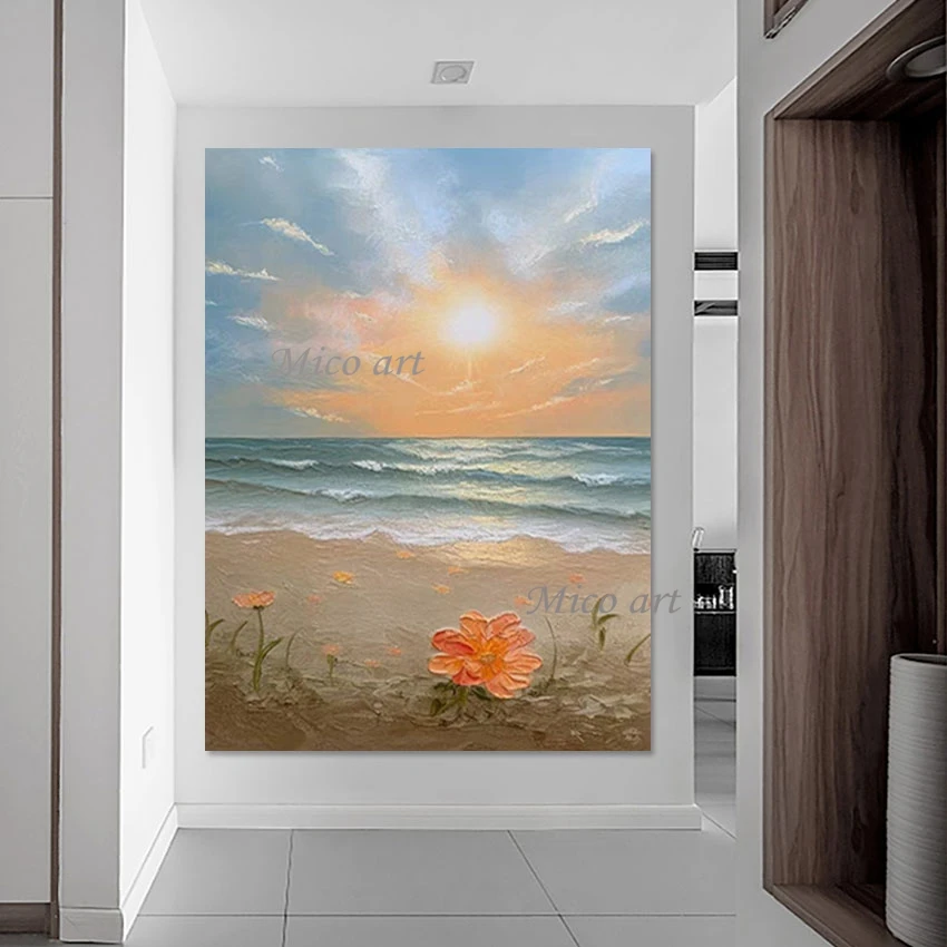 

Sun Landscape 3d Picture Art Abstract Decoration Sea Wave Canvas Hand Drawing Unframed Acrylic Paintings Flowers Wall Poster