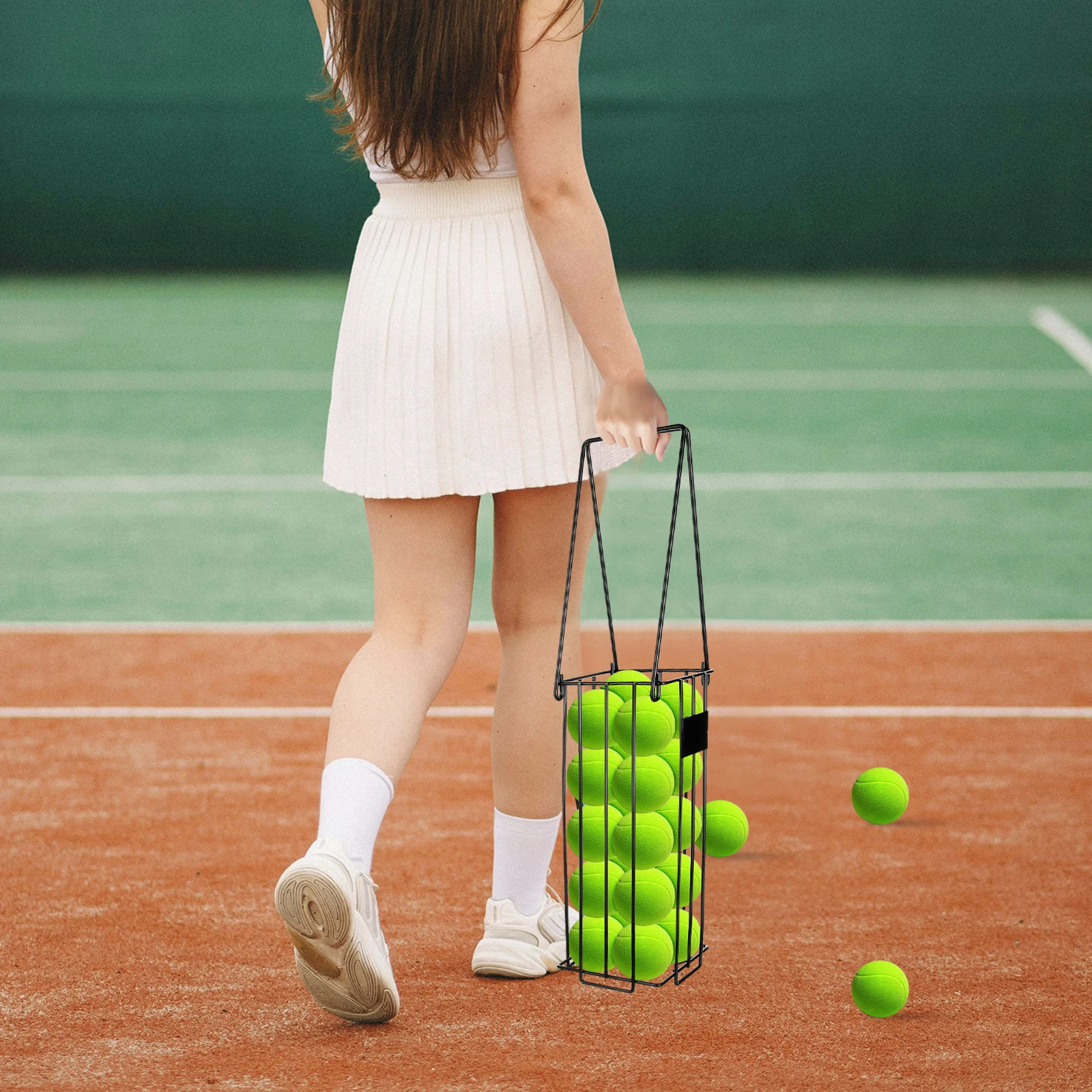 

Pickleball Tennis Ball Pickup Basket Holder Gatherer Retriever Collector Portable Storage Container Easy Court Accessories