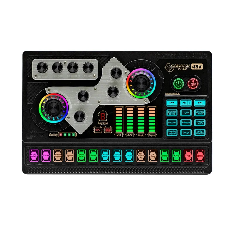 OTG USB-C Sound Card XLR Input 48V Phantom Power Audio Mixer for Podcasting Live Streaming PC Phone New