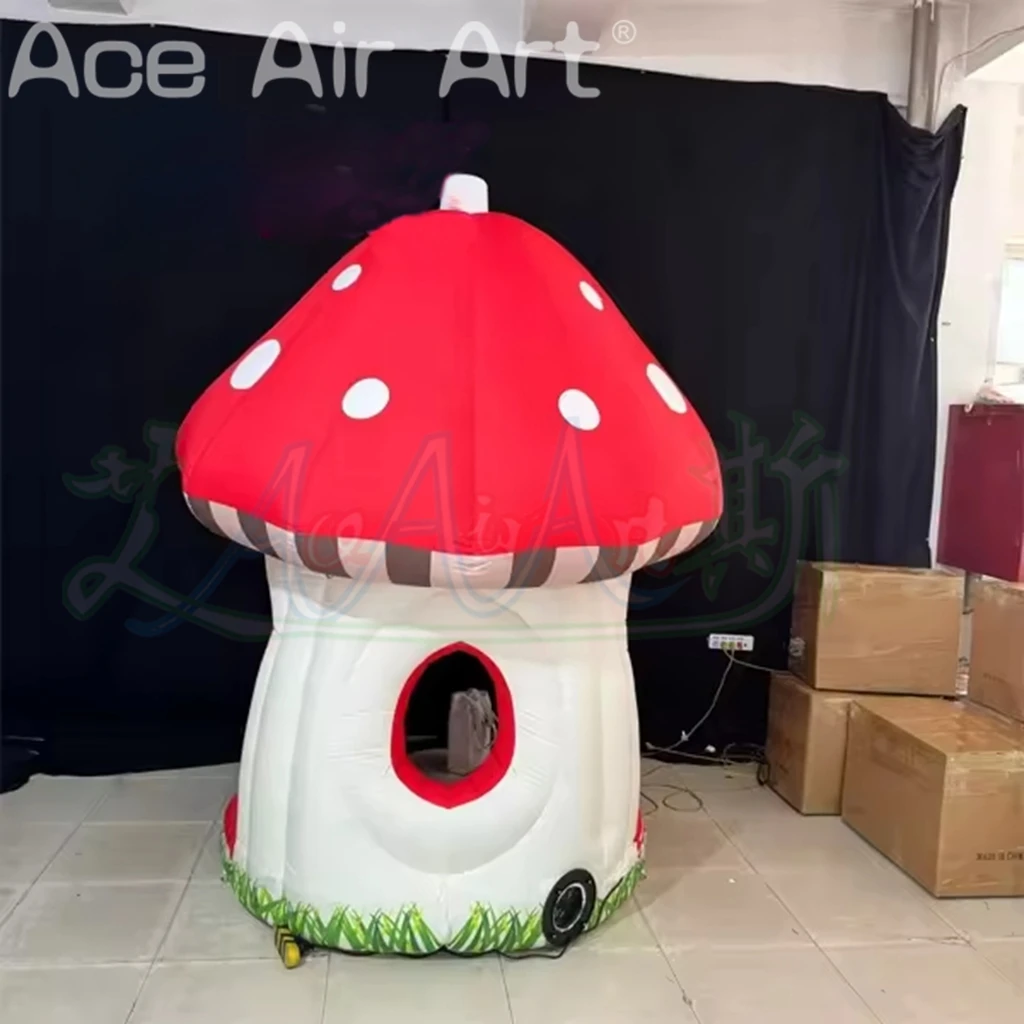 Barraca inflável portátil do cogumelo da cor feita sob encomenda, cabine inflável do cogumelo dos desenhos animados para a decoração da atividade das crianças
