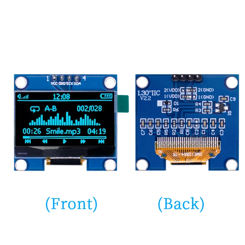 Imagem -05 - Tela de Exibição do Módulo Oled Led Lcd Branco Azul 128x64 Spi Iic I2c Sh1106 4pin 7pin 128x64 128x64 Placa Desencapada