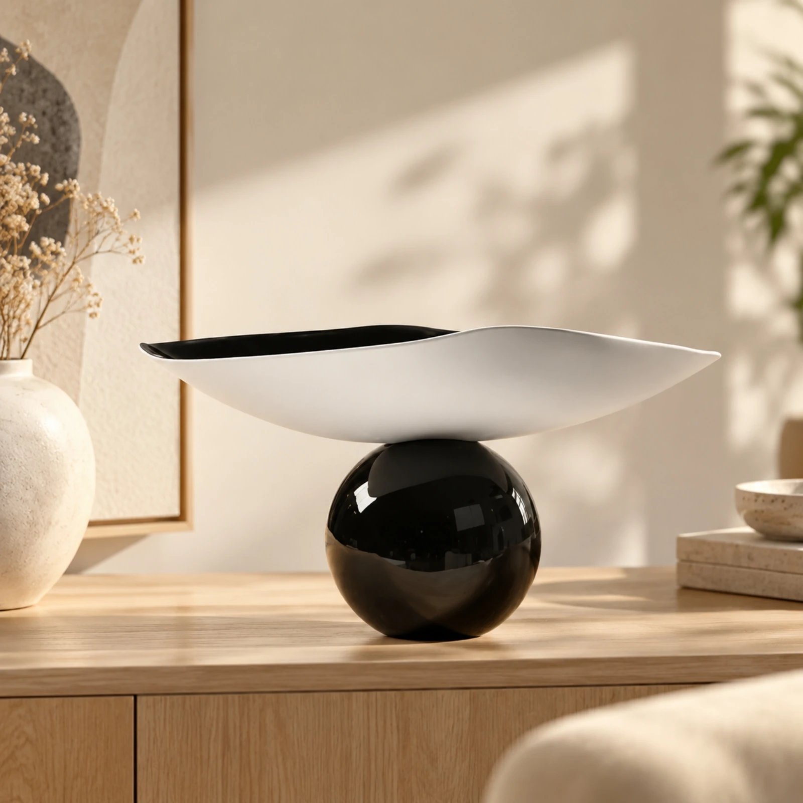 Modern Minimalist Tabletop Sculpture Contemporary Freestanding Sculptural Ornament Decor Sleek Knick Knack Solid for Living Room