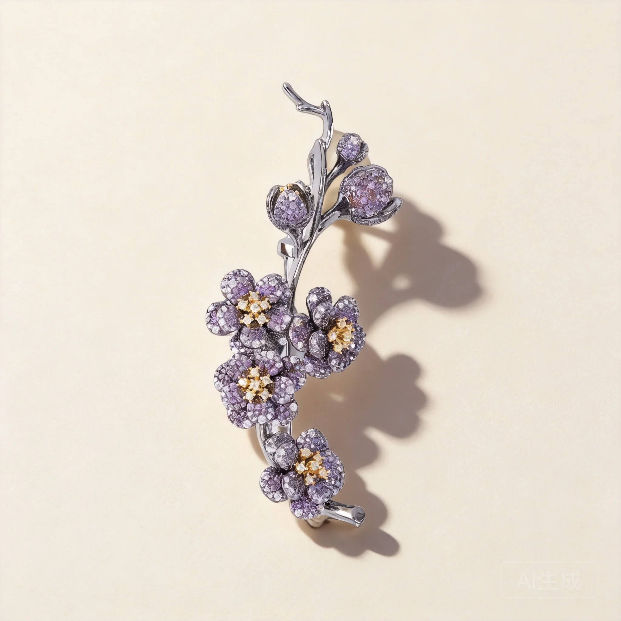 

Chinese Style Auspicious Plum Blossom Brooch For Women Purple Rhinestone Lucky Fortune Brooch Pin Delicate Jewelry For Dress Sui