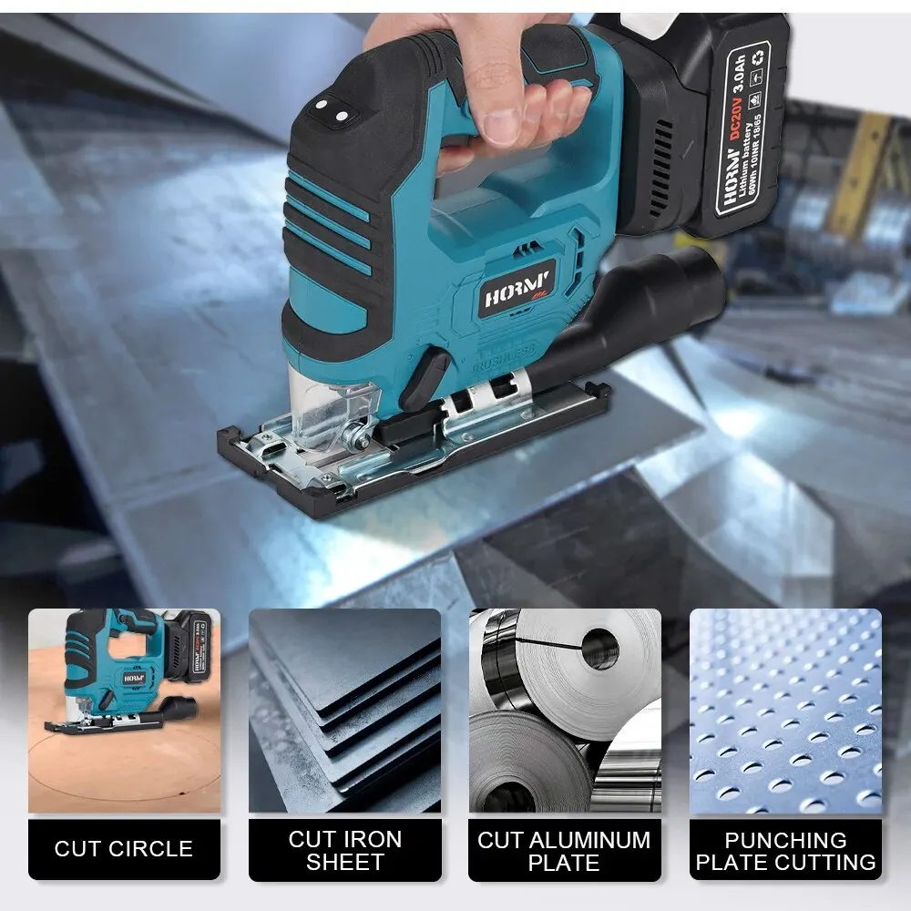 Hormy Brushless Electric Curved Saw Cordless Jig Saw Portable Multi-Function Carpenter Power Tool For Makita 18V Lithium Battery