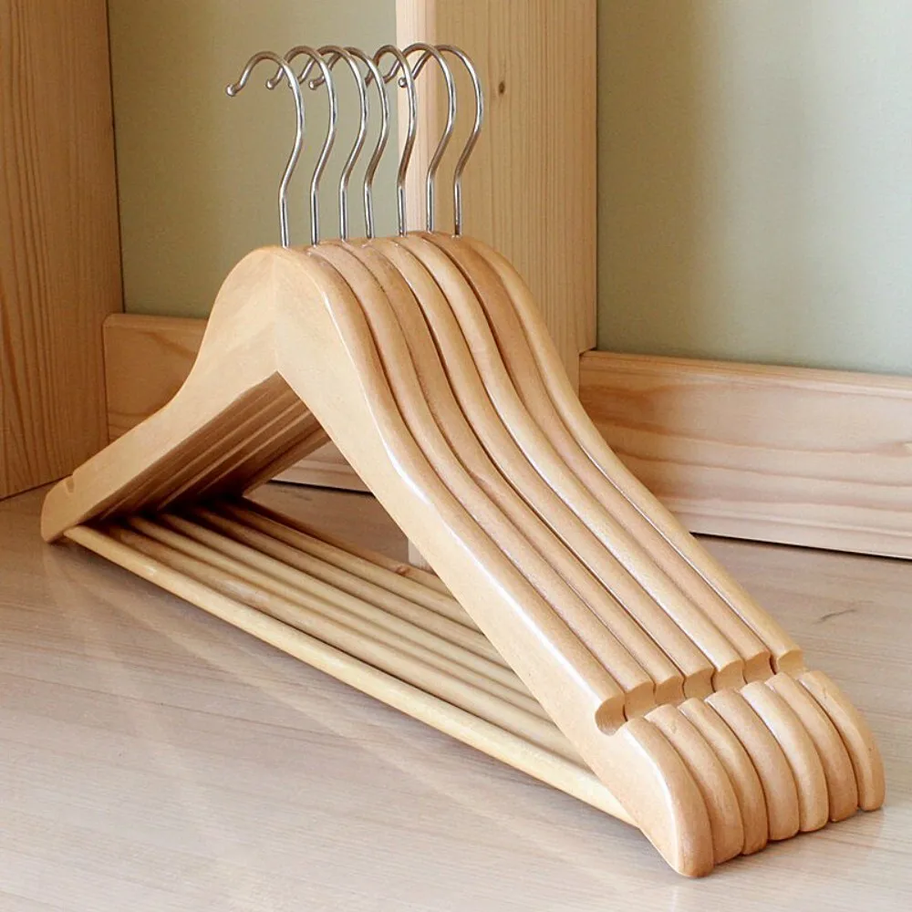Solid Wood Clothes Hangers for Home Hotel Guesthouse Wedding Use Non Slip No Trace on Delicate Garments Durable Wood Hanger