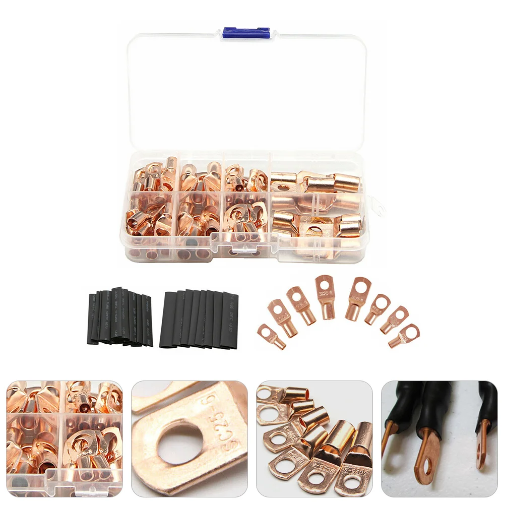 

140 Pcs Copper Nose Heat Shrink Tube Electrical Wire Connectors Quick Release Terminal Vehicle Repairing Polyolefin Car Auto