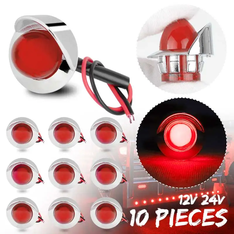10 قطعة رصاصة LED أضواء العلامات الجانبية مقاوم للماء قارب ضوء وقف تحذير وقوف السيارات مصباح لشاحنة مقطورة قارب شاحنة جرار 12 فولت 24 فولت