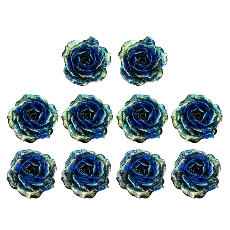  10PCS Glittering Gradient Camellia Blossoms Resin Craft Material Featuring Translucent Design for Handmade Projects