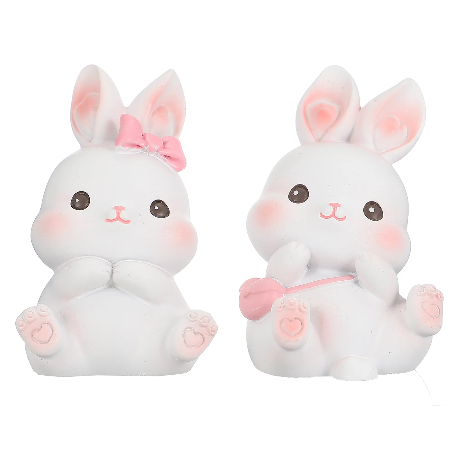 

2 Pcs Miniature Bunnies Bunny Ornament Easter Rabbit Ornaments Child Desktop Toys