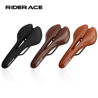 Bicycle Saddle PU Leather Comfortable Shock Absorbing For Men Women Road Bike Seat Hollow Design Breathable Soft Racing Seat