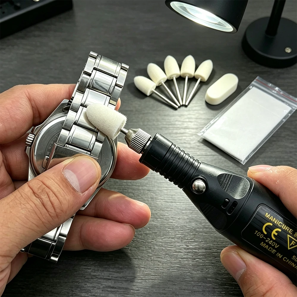 Stainless Steel Watchband Polishing Kit Mirror Finish Cleaning Wool Felt Brush Electric Grinding Pen Watchmakers Repair Tools