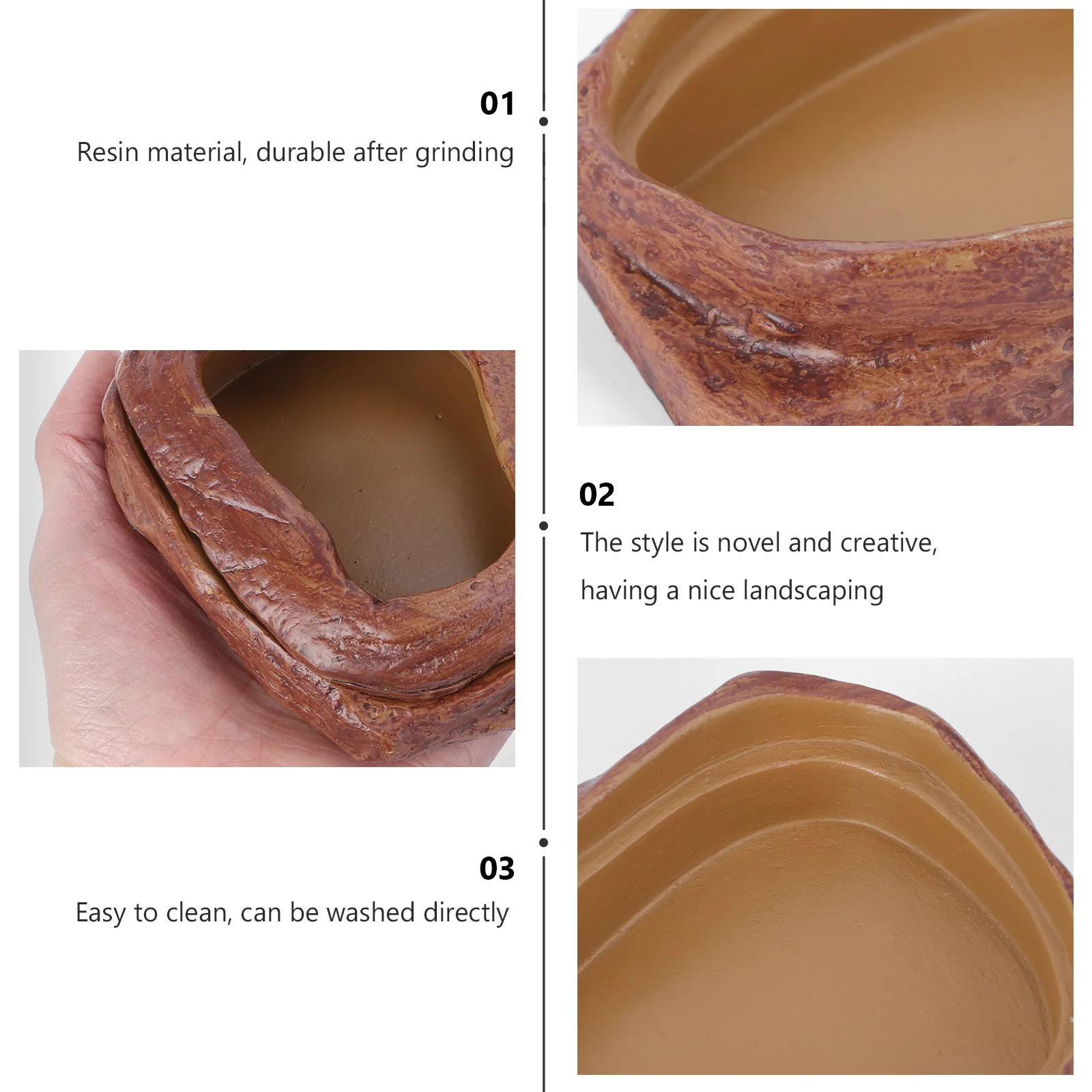 

2Pcs Lizard Feeding Bowl Durable Resin Food Water Dish for Reptiles Small Creatures Pet Supply Reptiles Bowl Pet Supply