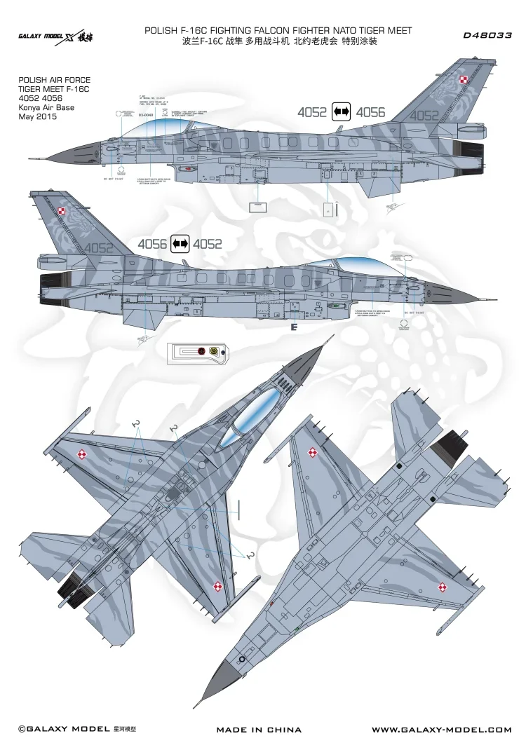GALAXY  D48033 POLISH F-16C FIGHTING FALCON FIGHTER NATO TIGER MEETCAMOUFLAGE DIE-CUT FLEXIBLE MASK DECALS for TAMIYA 61101