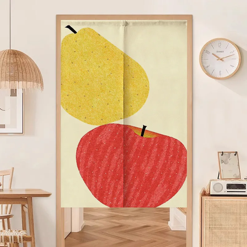Cartoon fruits changing room Curtain Privacy Partition Doorway Curtains Kitchen Entrance Noren Linen Hanging Half-curtain