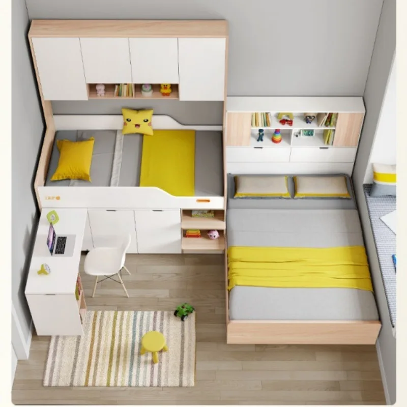 Small apartment children's upper and lower bunk beds, upper and lower bunks