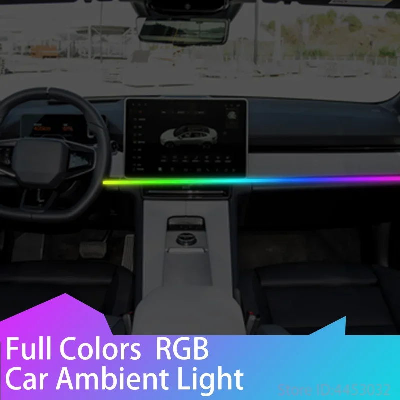 For	Polestar 1 2 3 4 5 6 Car LED Ambient Light Dashboard Lights RGB Hidden Lamp 64 colors USB App Remote Control 1.1m