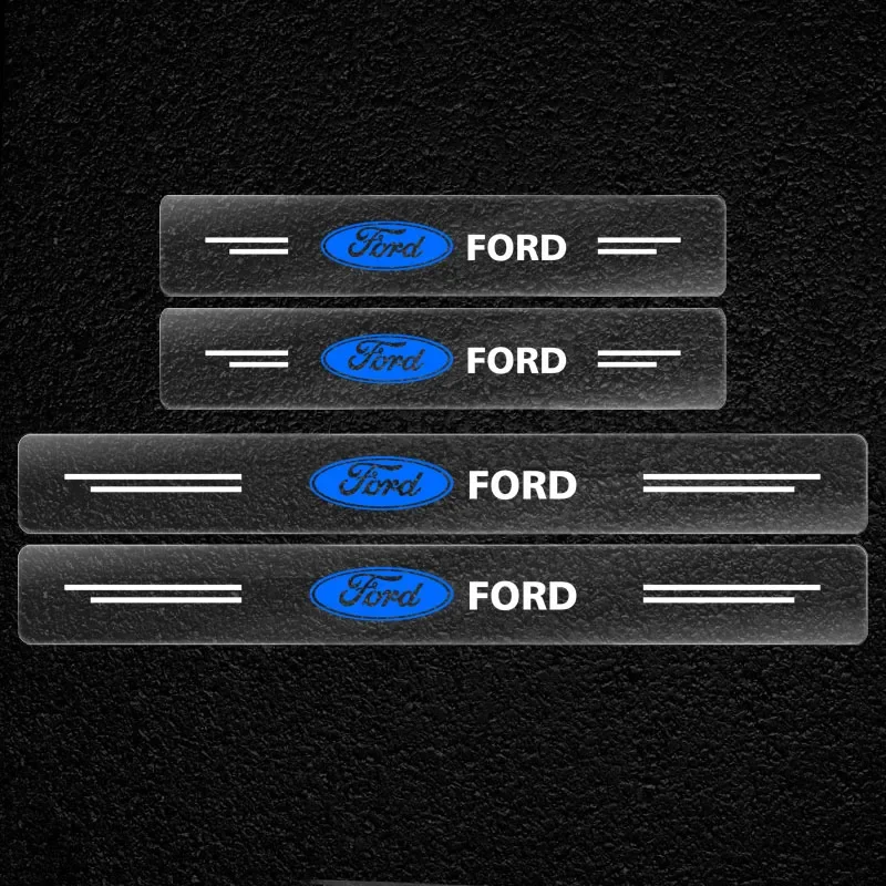 Car Accessories 4pcs Transparent Car Threshold Protection Sticker For Ford Fiesta Ranger Focus Kuga Mustang MAX Transit Mondeo