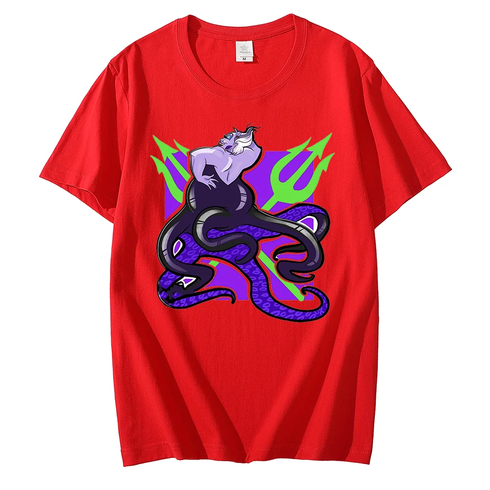 Disney The Little Mermaid Ursula print T-shirt Leisure Sports Street Harajuku Couple Student T-shirt