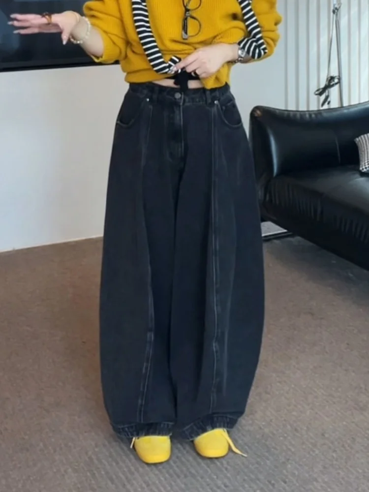 

Американские джинсы свободного кроя в винтажном стиле для женщин: повседневные, с высокой талией, прямые, универсальные, в пол