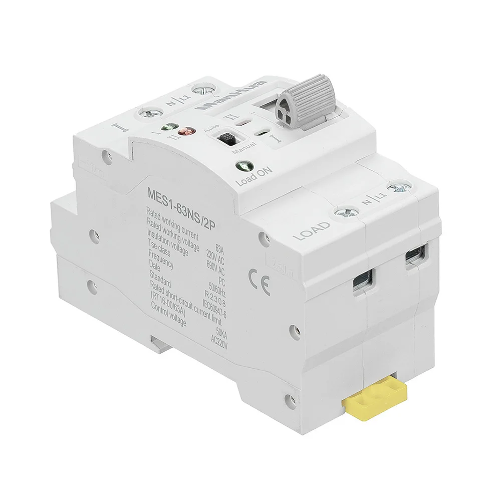 ManHua MES1-63NS/2P AC 220V 63A 2 Polos Interruptor de Transferência Automática de Energia Dupla Interruptor Elétrico Tipo PC Interruptor Trilho Din Doméstico