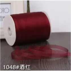 Chiffon 1cm vino rosso seta Organza nastro in poliestere per cucire decorazione di nozze tessitura artigianato confezione regalo cintura (10 metri)