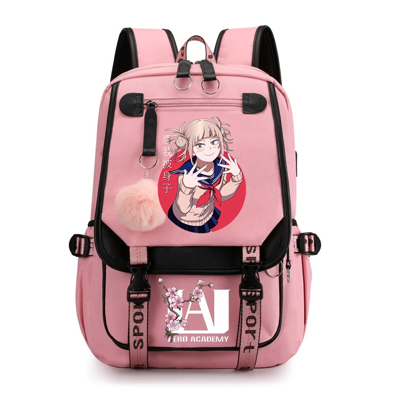 Anime Anti-theft Usb Bookbag My Hero Academia Toga Himiko Kawaii School Bags Teenager Students Travel Bag Canvas Backpack Women