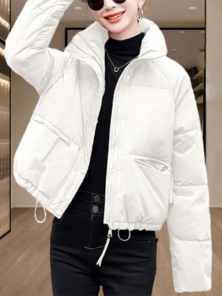 

American Sle ort Thiened Cotton Jaet Women's Winter New Sle Small Size Warm Bread Sle Cotton Coat Stand Collar