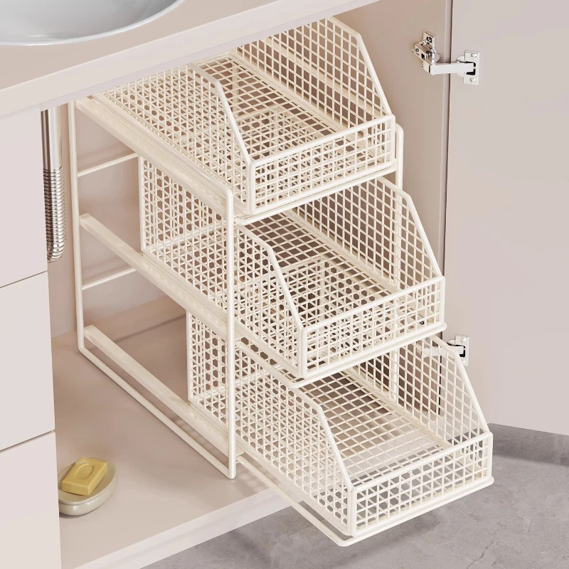 Heavy Duty Pull out under Sink Organizer with Wheels Bathroom Cabinet Storage Basket Waterproof Kitchen Shelf Slide out Drawer