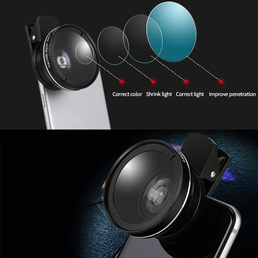 2023 New 2 In 1 Universal Phone Lens 0.45x Ultra Wide Angle 12.5x Macro HD Camera Lens