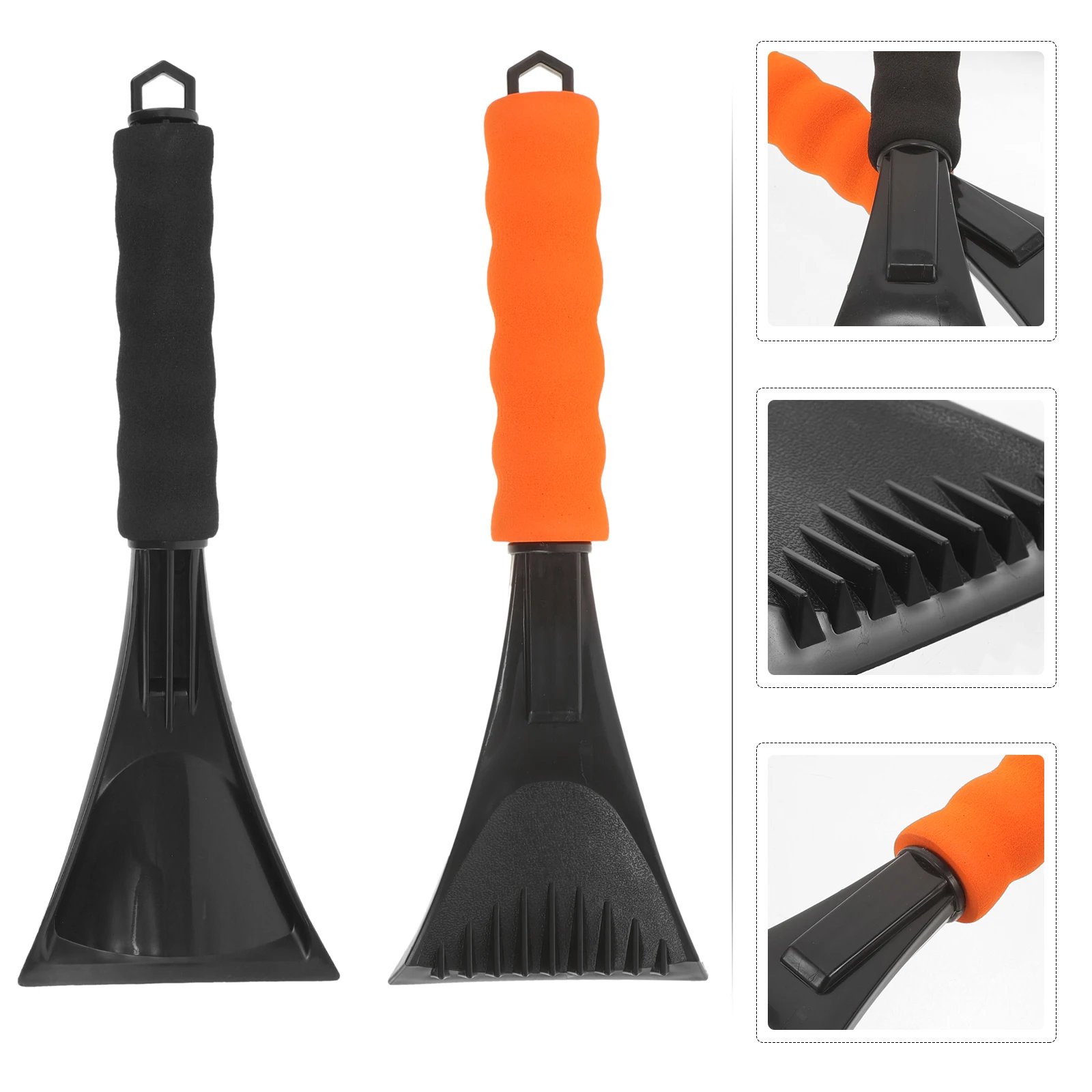 

2Pcs Snow Shovel Winter Ice Remover Durable Folding for Car Driveway Black Orange Snow Cleaning Tool Plastic Shovel