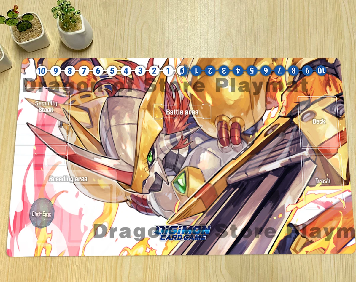 Digimon Victory Greymon DTCG Playmat CCG Mat Board Game Pad Trading Card Game Mat Anti-slip Rubber Gaming Mouse Pad Free Bag