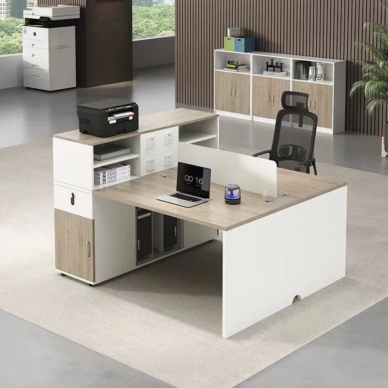 Hot-selling retractable convertible staff desk multi-person combination modern wooden screen compartment office table and chair