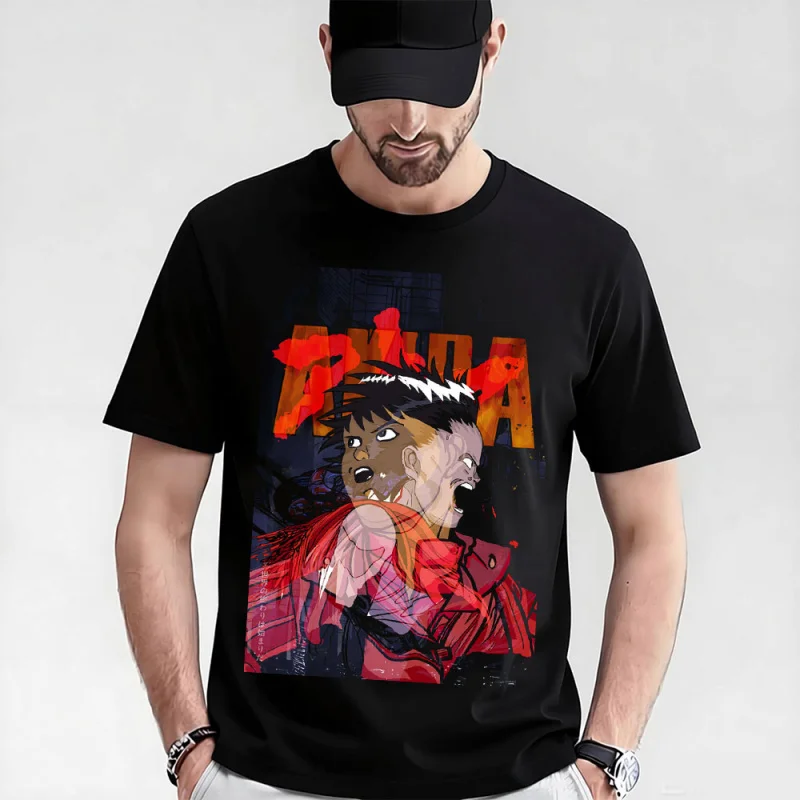 

0325 Otomo Akira Anime T Shirt Cyberpunk Manga City explosion Graphic clothes cyber mecha Neo-Tokyo Streetwear All size tops