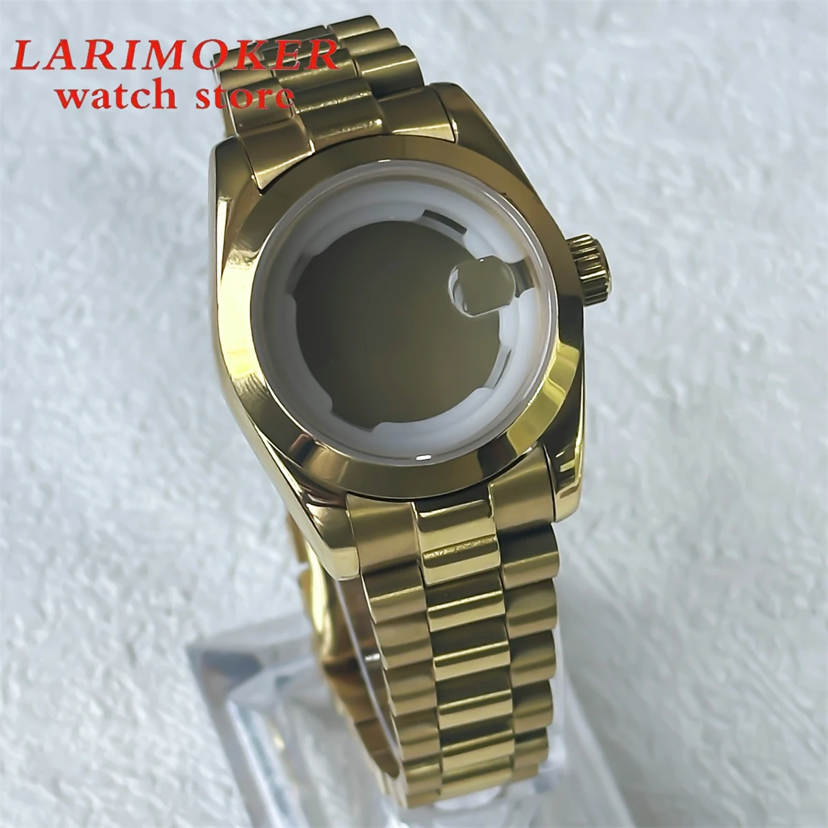 BLIGER-caja de reloj para mujer, caja de acero inoxidable de oro rosa, lupa, cristal de zafiro plano, accesorios de modificación de reloj