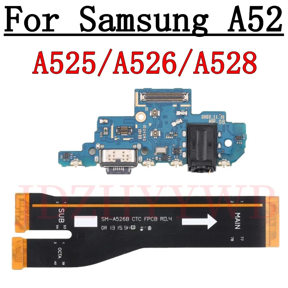 Port ładowania USB, złącze dock, płyta ładująca, kabel flex LCD, płyta główna do Samsung Galaxy A52 A52S 5G A525F A526B