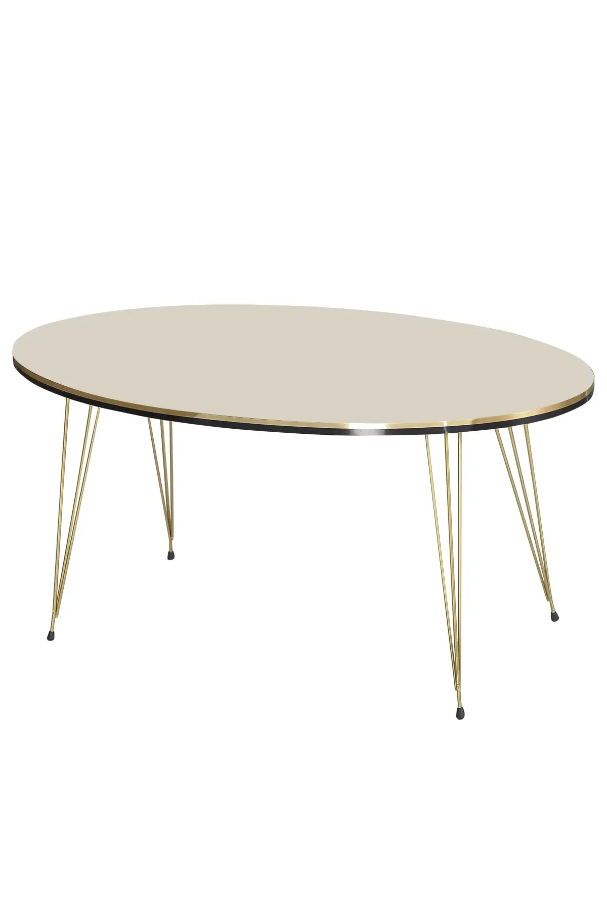 DOLBOVI Zigon Coffee Table And Coffee Table in the Middle Ellipse Set Double Gold Cream Wire Foot Coffee Table