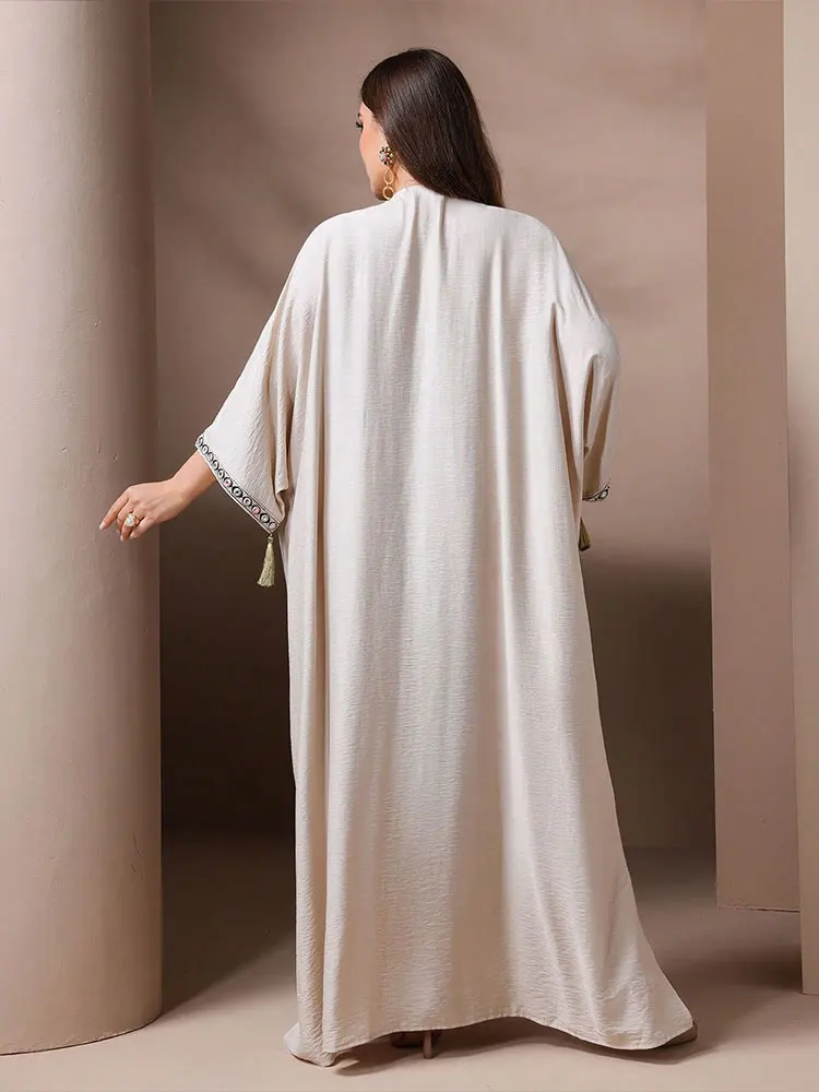 TOLEEN женские платья макси больших размеров женское праздничное платье для Ид аль-Фитр мусульманское вышитое свободное арабское платье с рукавами «летучая мышь»