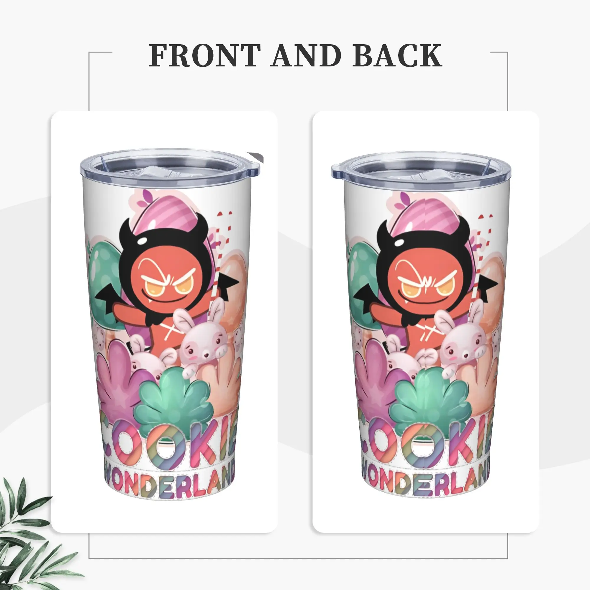 Cookie Wonderland Devil Cookie Tumbler Vacuum Insulated Run Kingdom Thermal Cup with Lid Straw Smoothie Tea Mugs Hot Drink, 20oz