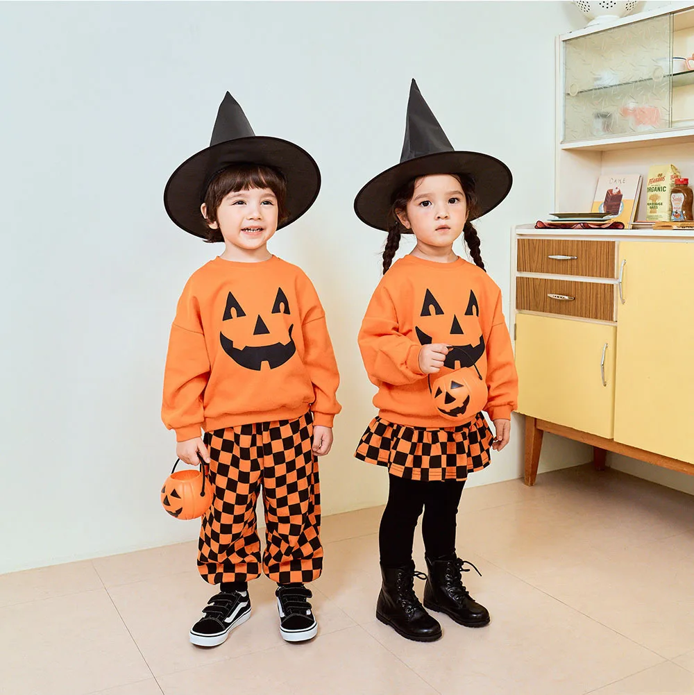 Jungen Mädchen Halloween Kürbis-Outfit Feiertagsparty Kinder Langarm Weiches Bequemes Set Atmungsaktives Kinder-Freizeit-Outfit Niedliches Zweiteiler-Set für Babys – Detail 14