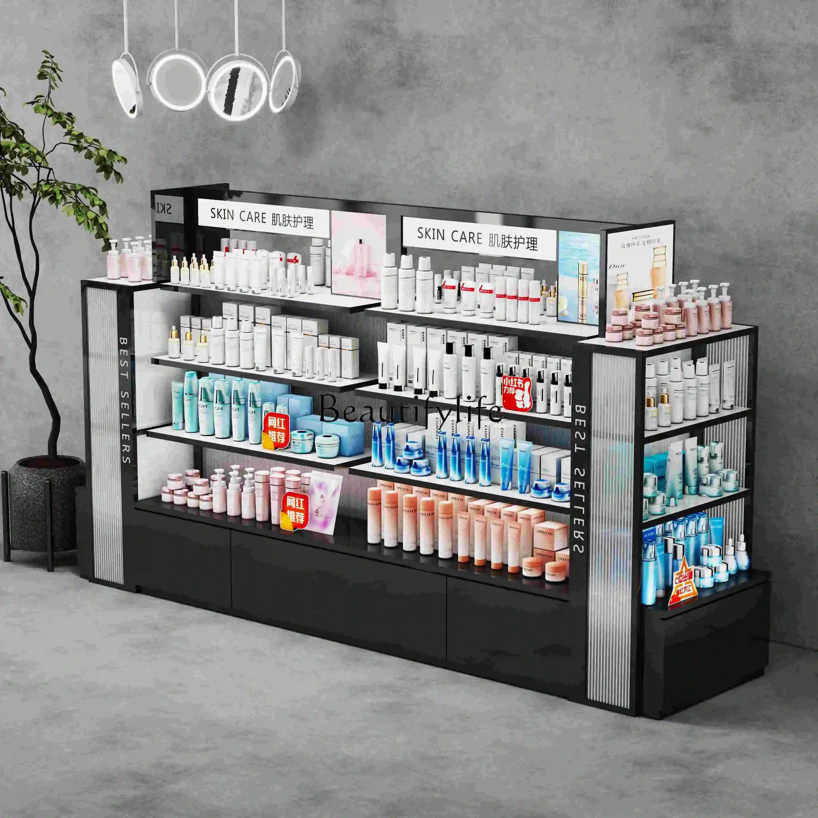 02ld 14 Cosmetics mask display stand Nakajima cabinet makeup daily display stand