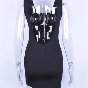 Mini vestido sem costas feminino com zíper, costas abertas, monocromático, sem mangas, magro, noite, clube, festa 12 principais vendas vestidos curto festa tubinho - №12