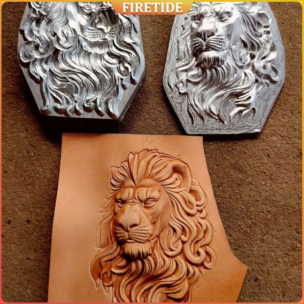 Sello con logotipo, diseño personalizado, diseño del Rey León, patrón de cuero, molde en relieve 3D, estampado de Metal, tallado artesanal, prensa hidráulica en frío