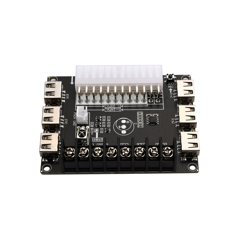 24 Pins ATX Netzteil Breakout Board und Acrylgehäuse Kit Modul Adapter Stromanschluss Unterstützung 12V -12V 5V 5VSB 3,3V
