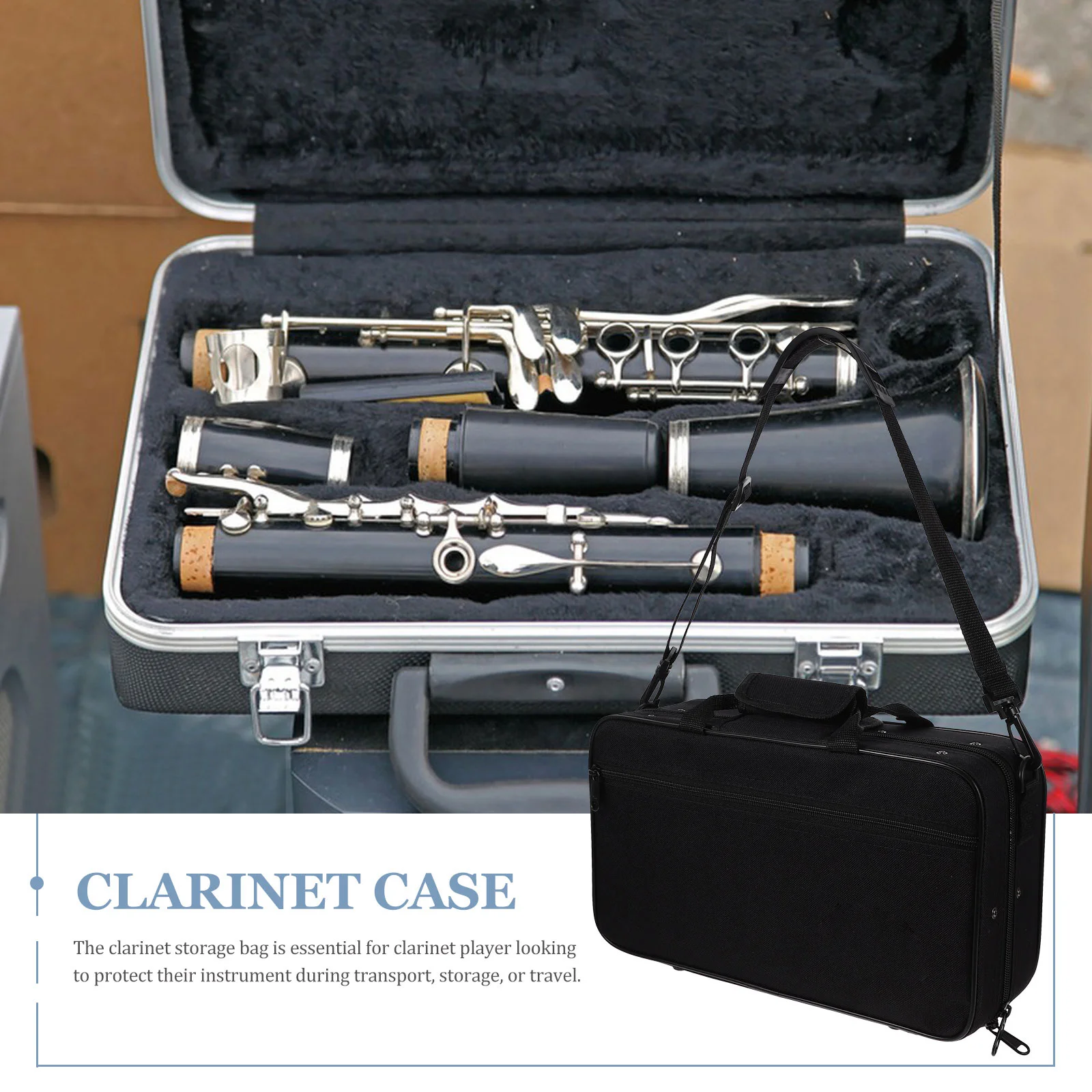 Caso de instrumento musical pano preto clarinete viagem microfones sem fio sacos armazenamento oxford