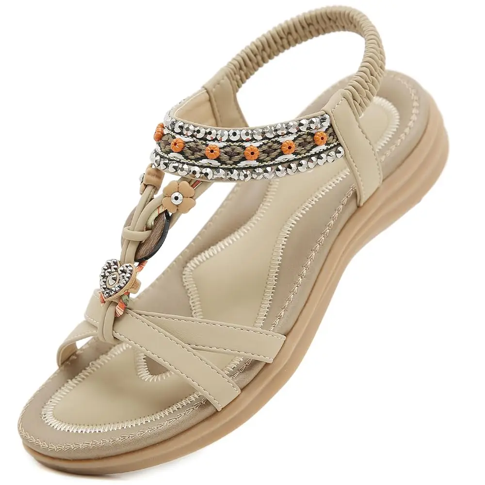 

Womens Sandals Comfortable Dressy with Elastic Ankle Strap